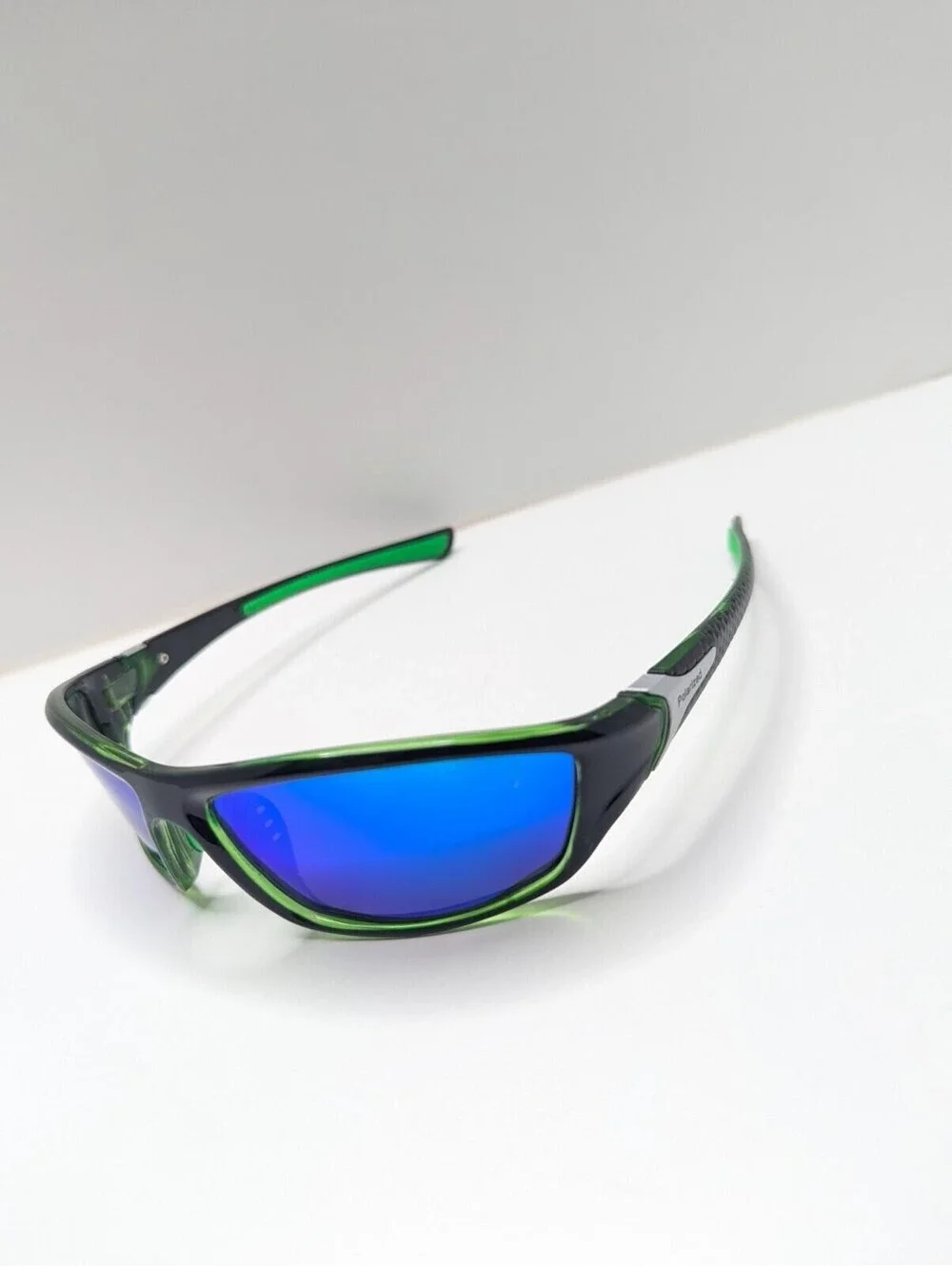 High Definition Blue Mirrored Polarized Wraparound Sports Unisex Sunglasses
